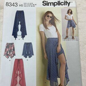 Simplicity Pattern 8343 Wrap Skirt and Shorts, Misses Size 6-14